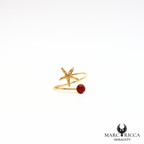 Bague argent ou vermeil avec corail étoile de mer