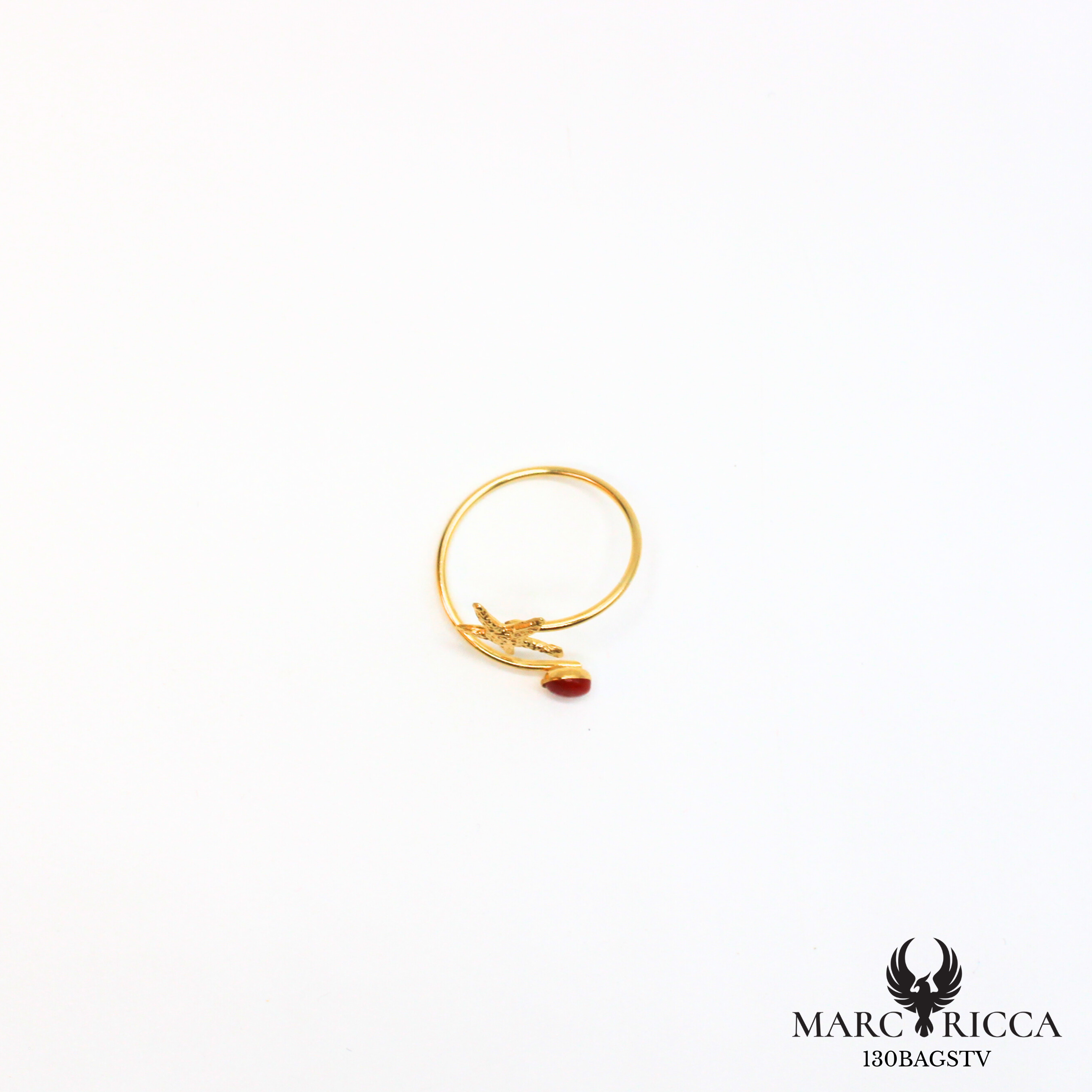 Bague argent ou vermeil avec corail étoile de mer
