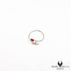 Bague argent ou vermeil avec corail étoile de mer