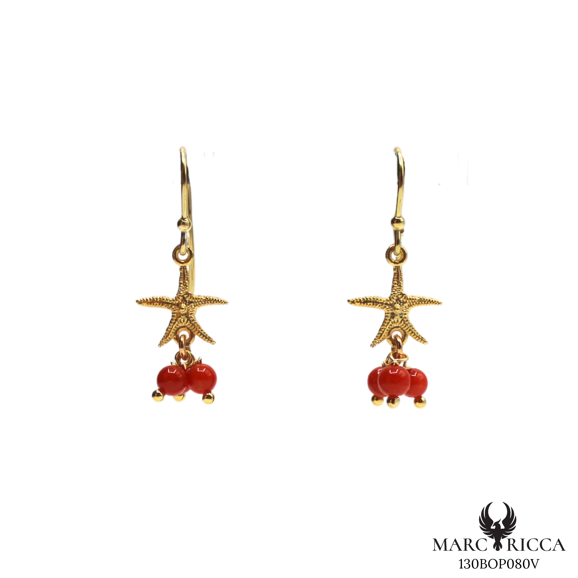 Boucles Argent Corail & Étoile