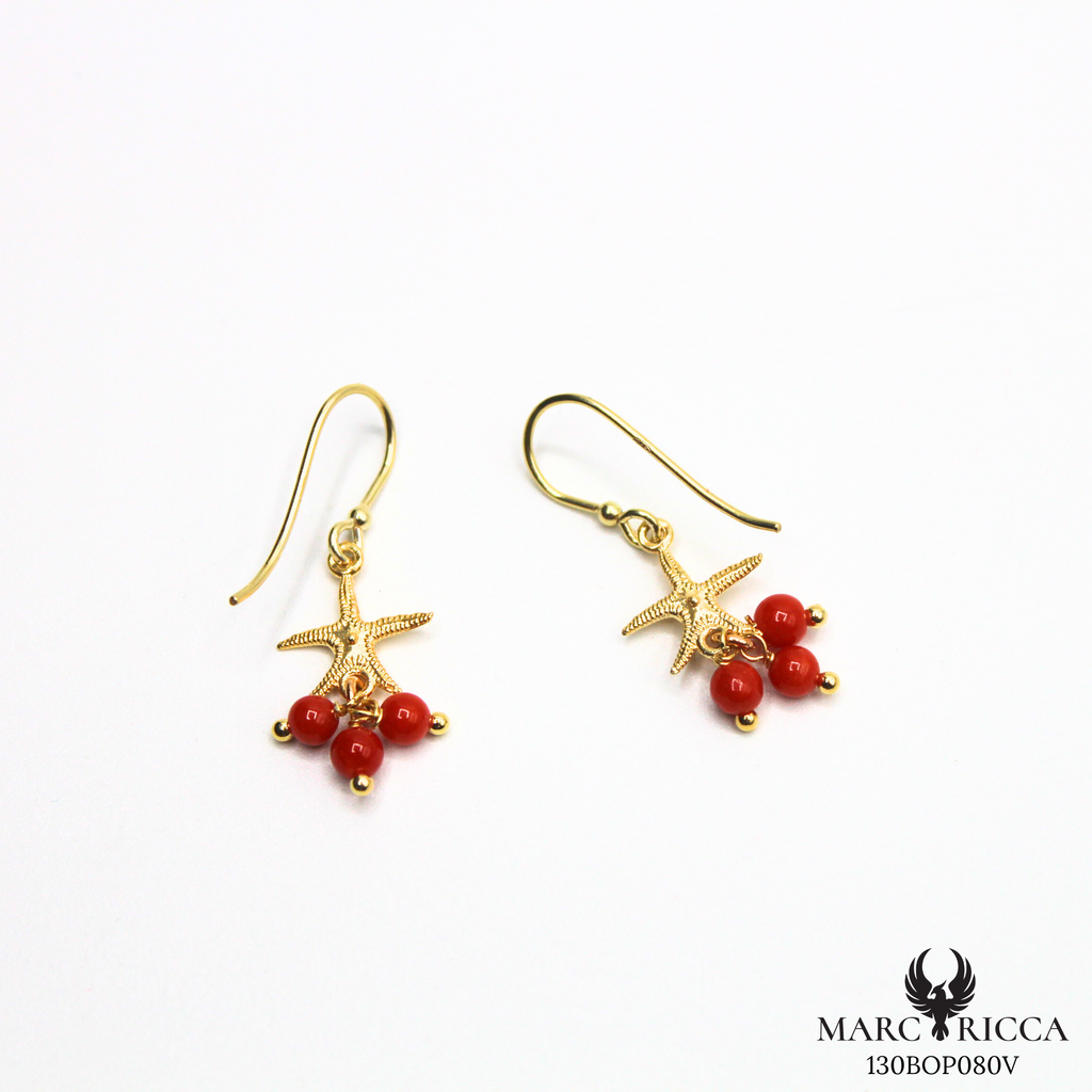 Boucles Argent Corail & Étoile