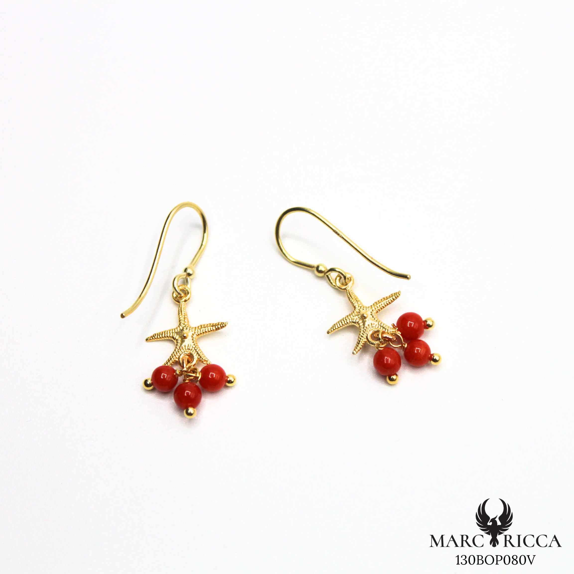 Boucles Argent Corail & Étoile