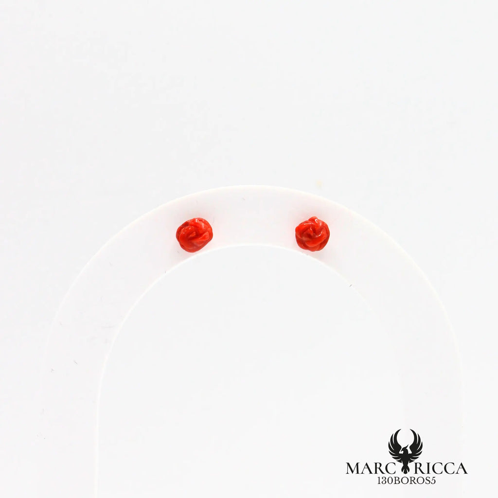 Boucles d'oreilles clous en forme de rose en corail