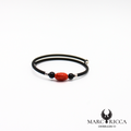 Bracelet jonc en caoutchouc avec perle corail et perles noir