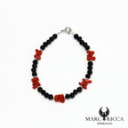 Bracelet cristal noir et corail cupolino