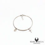 Bracelet Jonc Argent Madone, Croix Vermeil