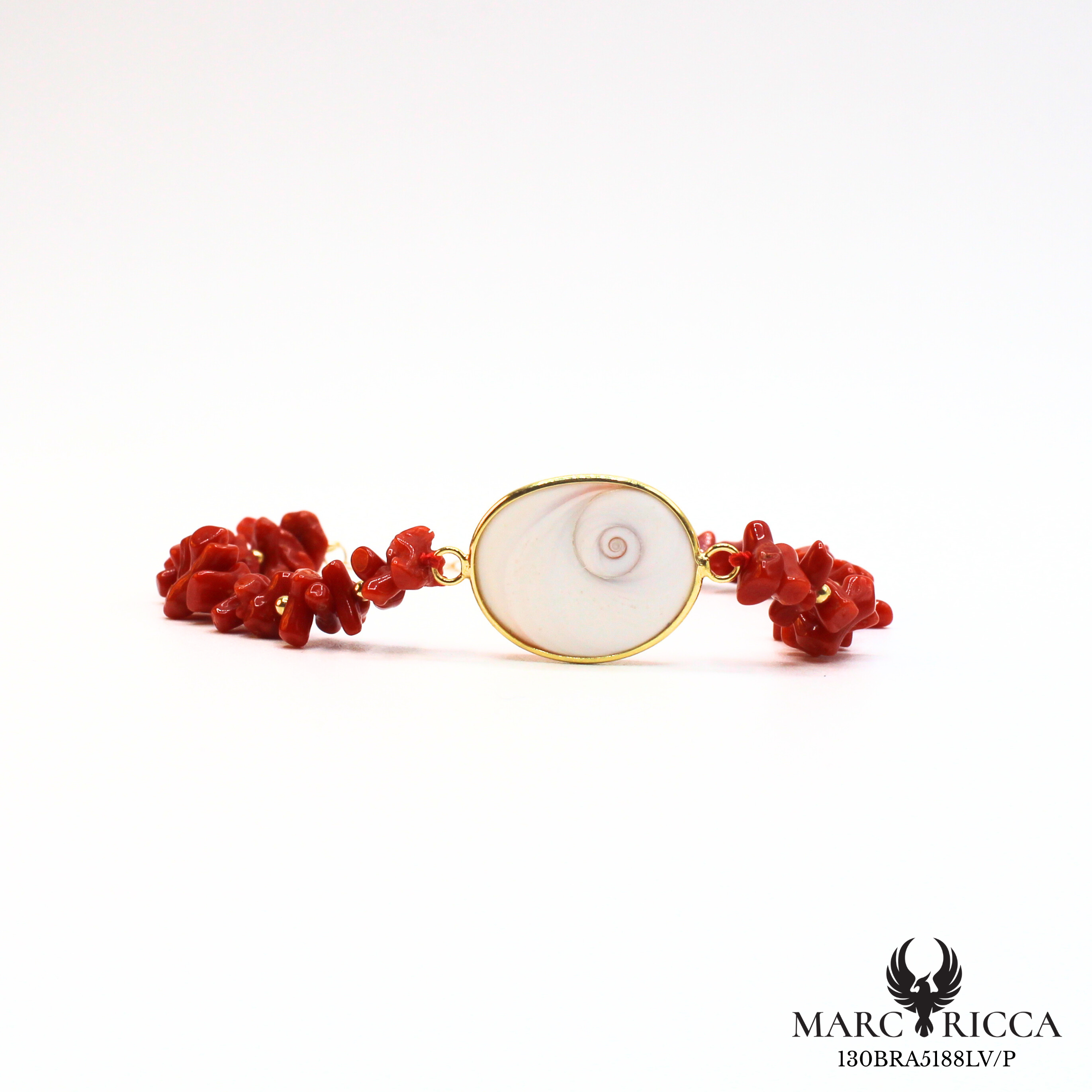 Bracelet corail cupolino Oeil de Sainte Lucie en vermeil
