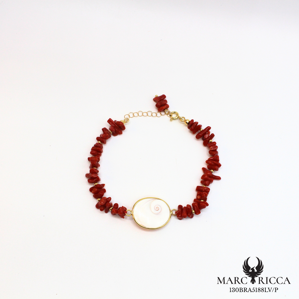 Bracelet corail cupolino Oeil de Sainte Lucie en vermeil