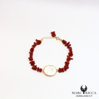 Bracelet corail cupolino Oeil de Sainte Lucie en vermeil