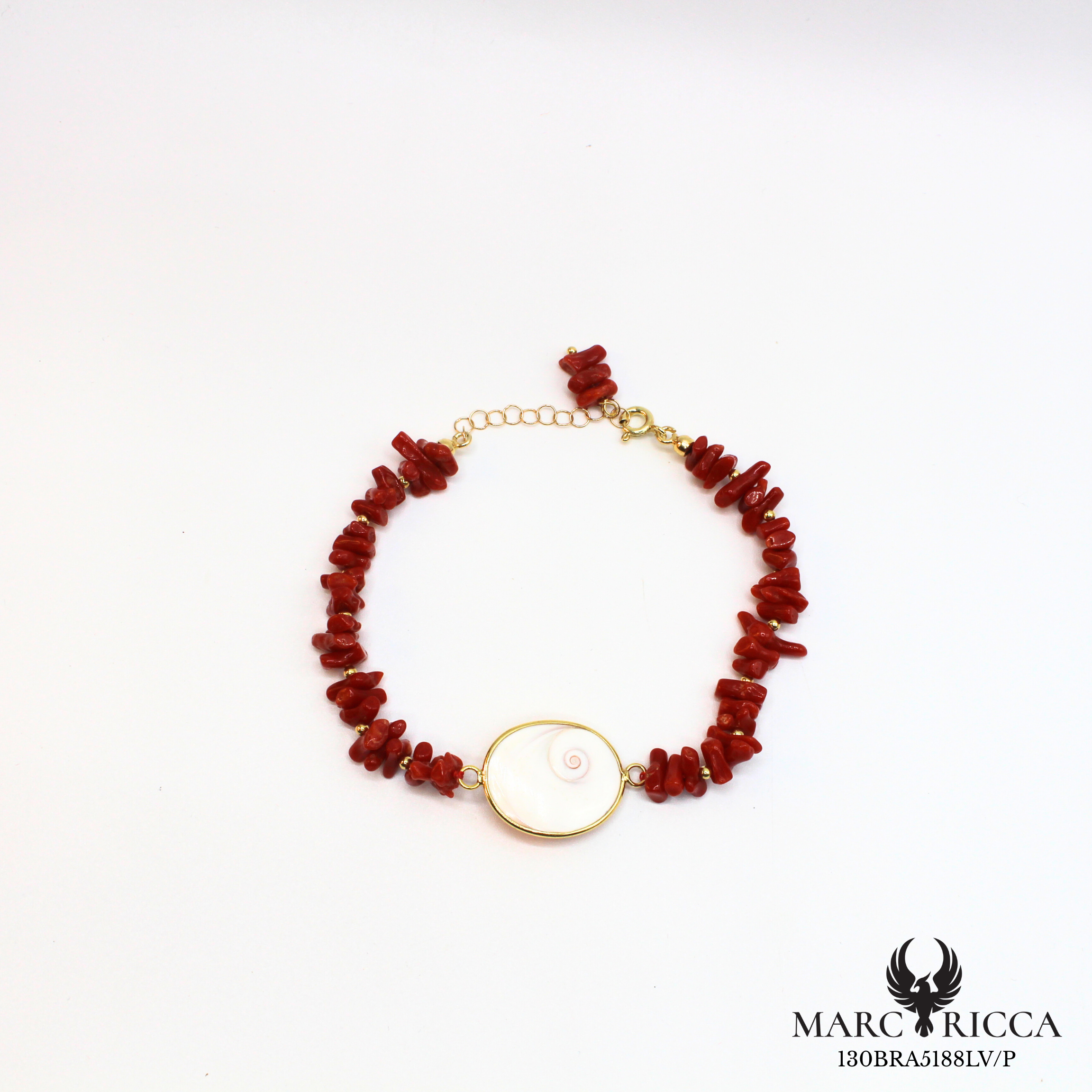 Bracelet corail cupolino Oeil de Sainte Lucie en vermeil