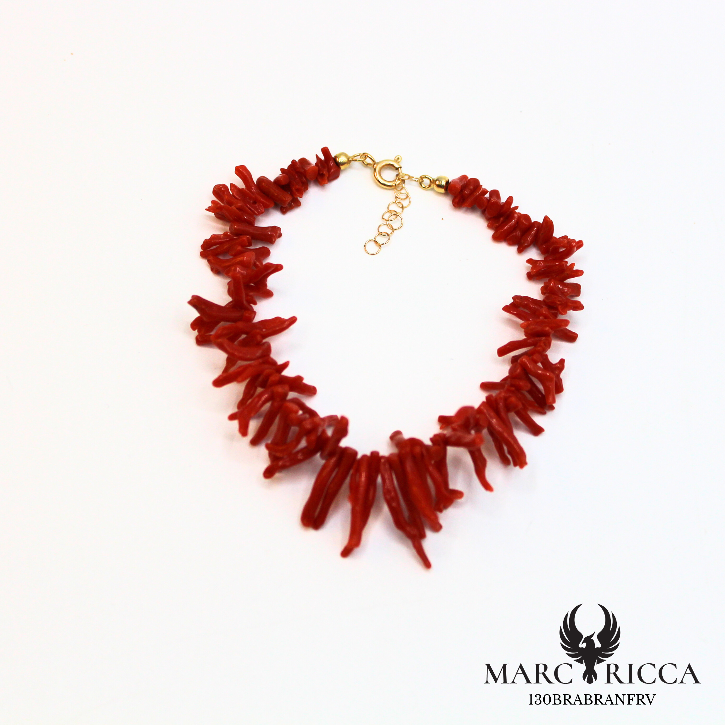 Bracelet Argent Branches Corail Rouge