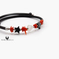 Bracelet Jonc Argent Caoutchouc, Corail & nacre Cœur