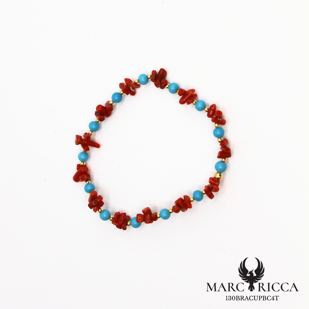 Bracelet élastique corail cupolino avec turquoise ou jade