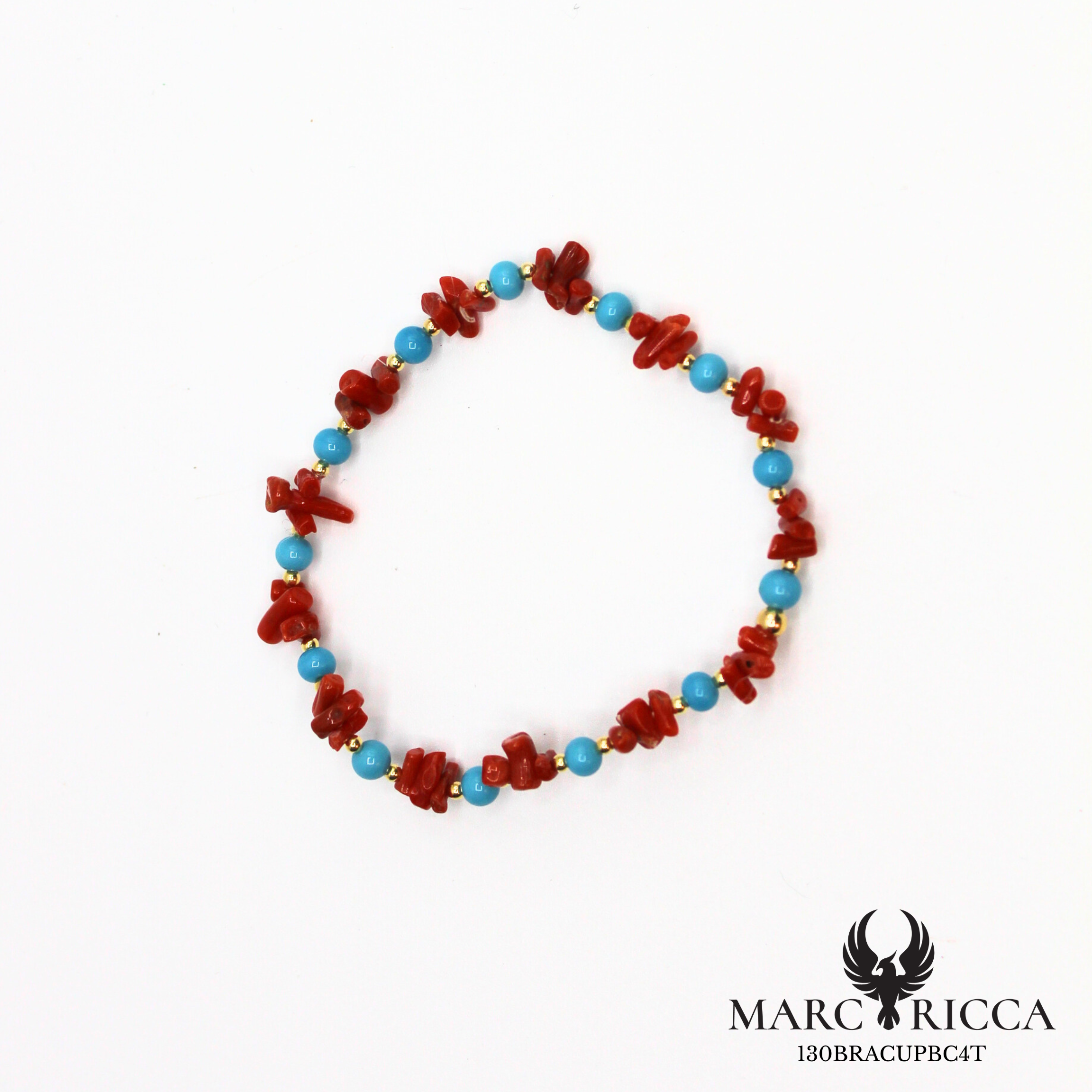 Bracelet élastique corail cupolino avec turquoise ou jade