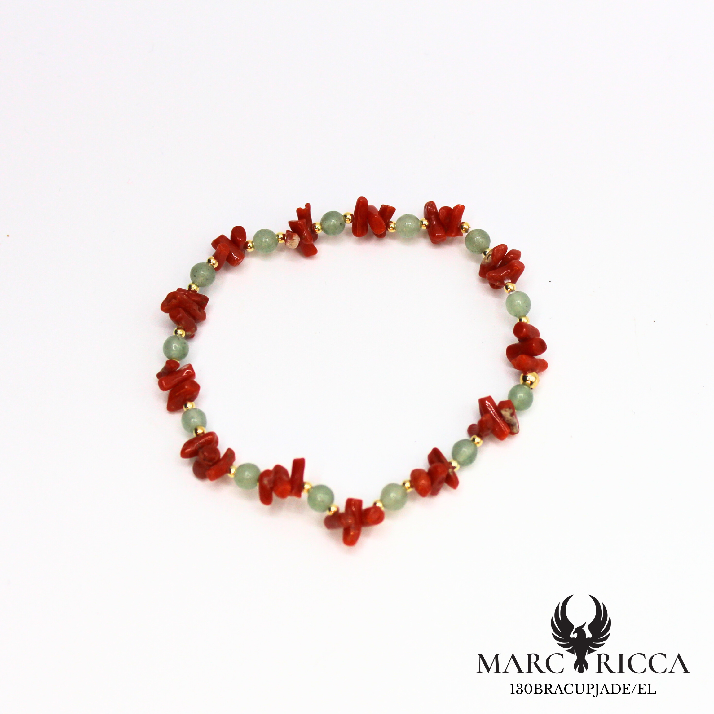 Bracelet élastique corail cupolino avec turquoise ou jade