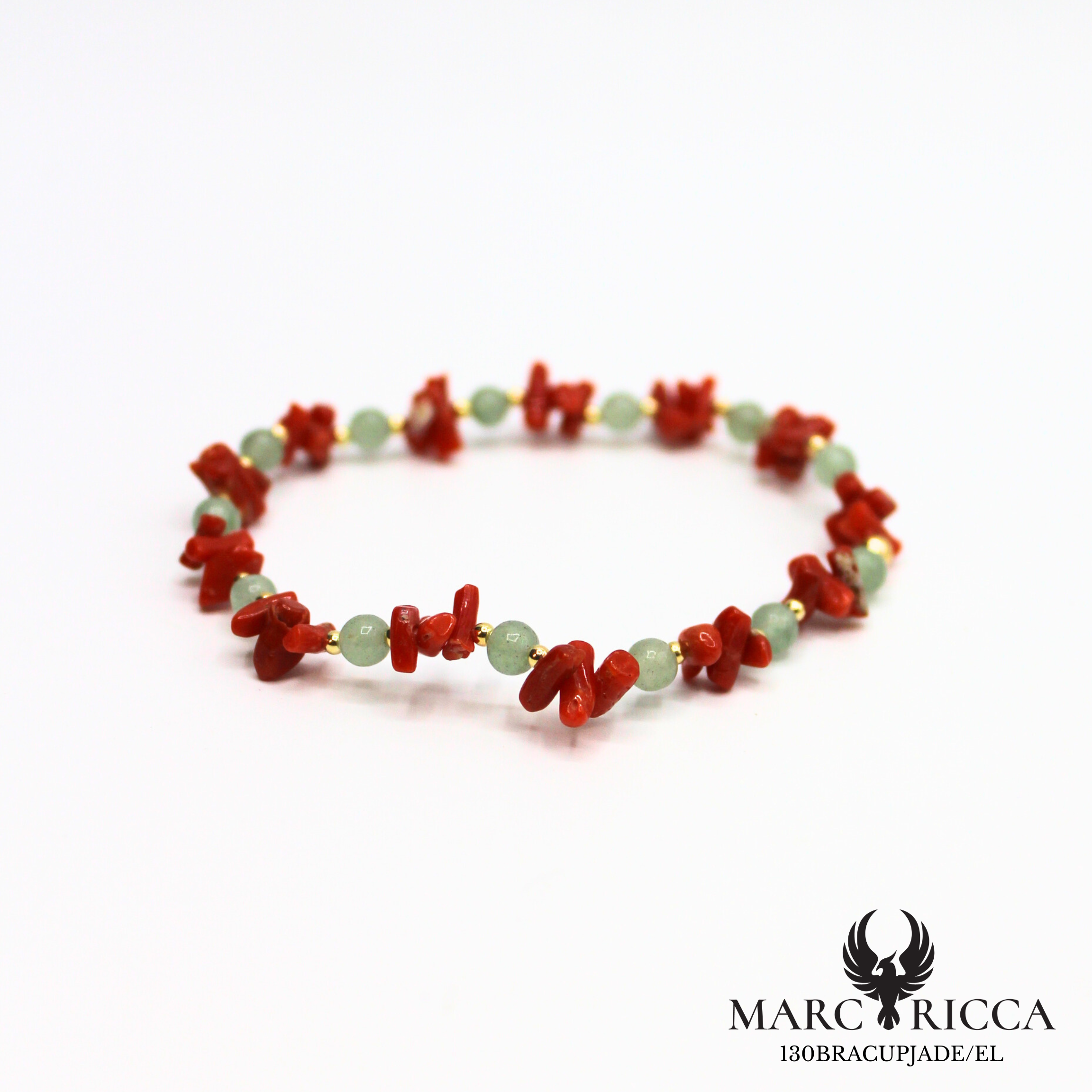 Bracelet élastique corail cupolino avec turquoise ou jade