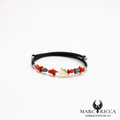 Bracelet jonc avec corail, cœurs en hématite et une étoile en nacre