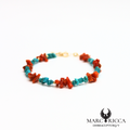 Bracelet corail cupolino et turquoise en vermeil