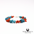 Bracelet en corail cupolino, turquoise et argent