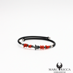 Bracelet jonc caoutchouc corail et hématite étoile