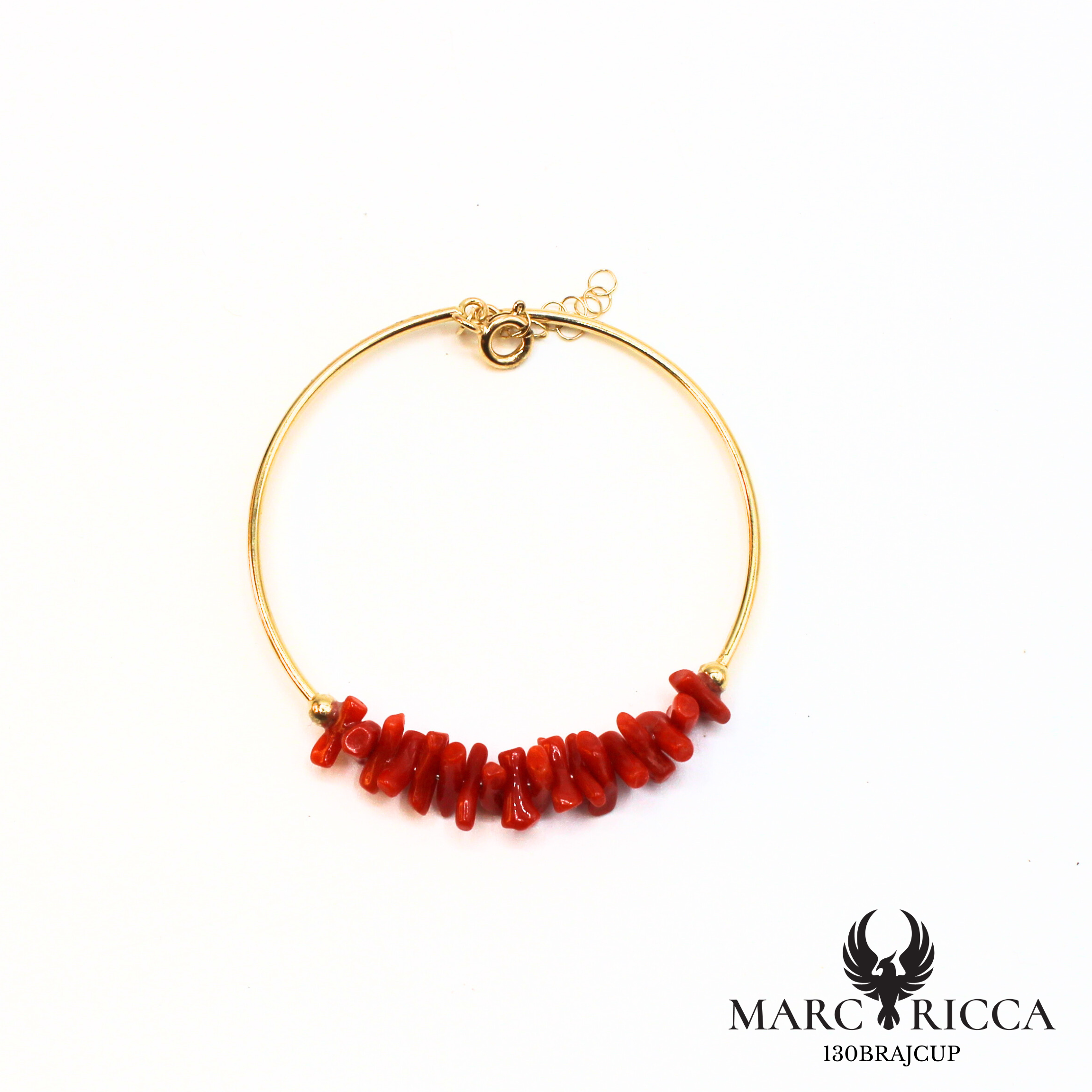 Bracelet jonc en vermeil avec corail cupolino