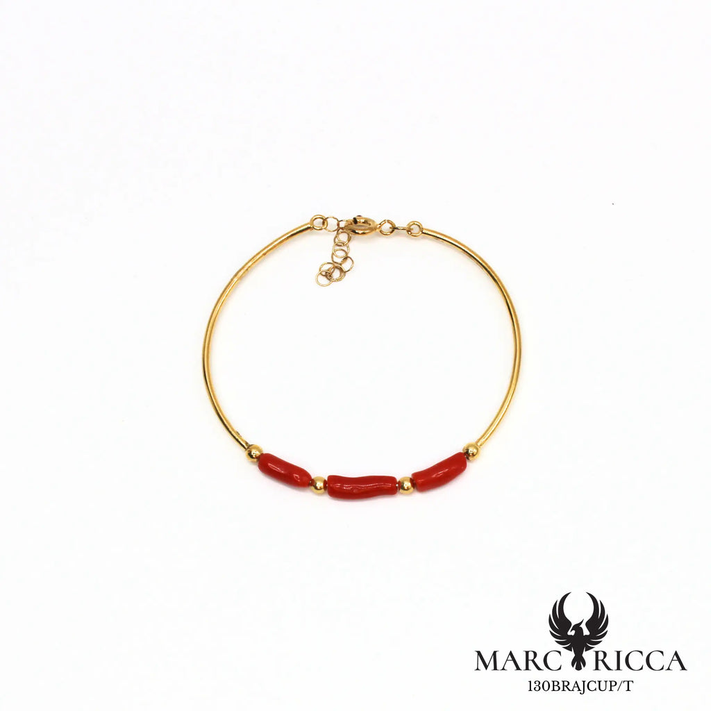 Bracelet jonc avec tubes de corail