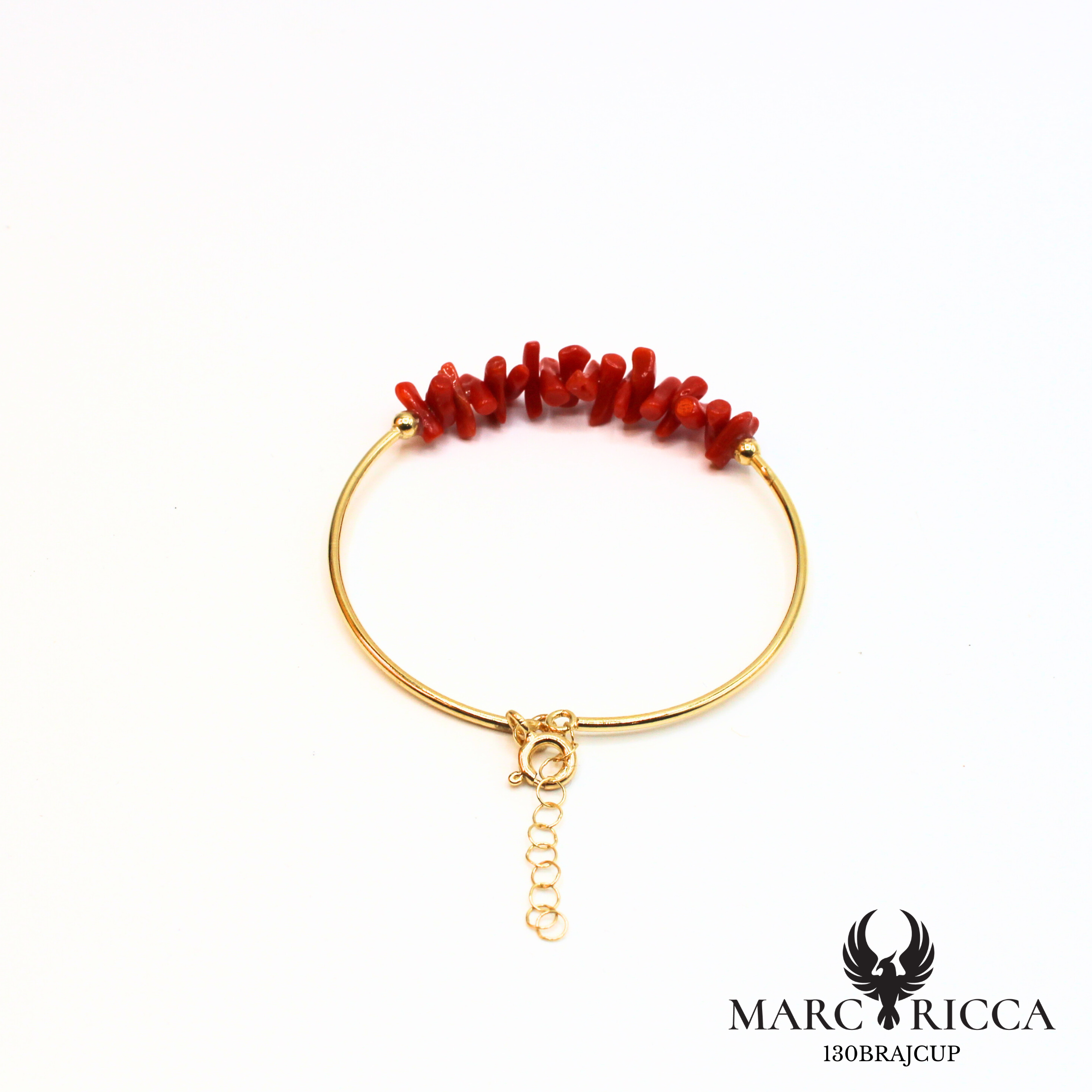 Bracelet jonc en vermeil avec corail cupolino