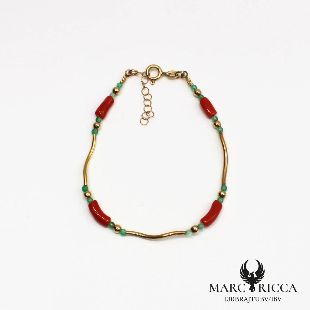 Bracelet en vermeil avec tube de corail