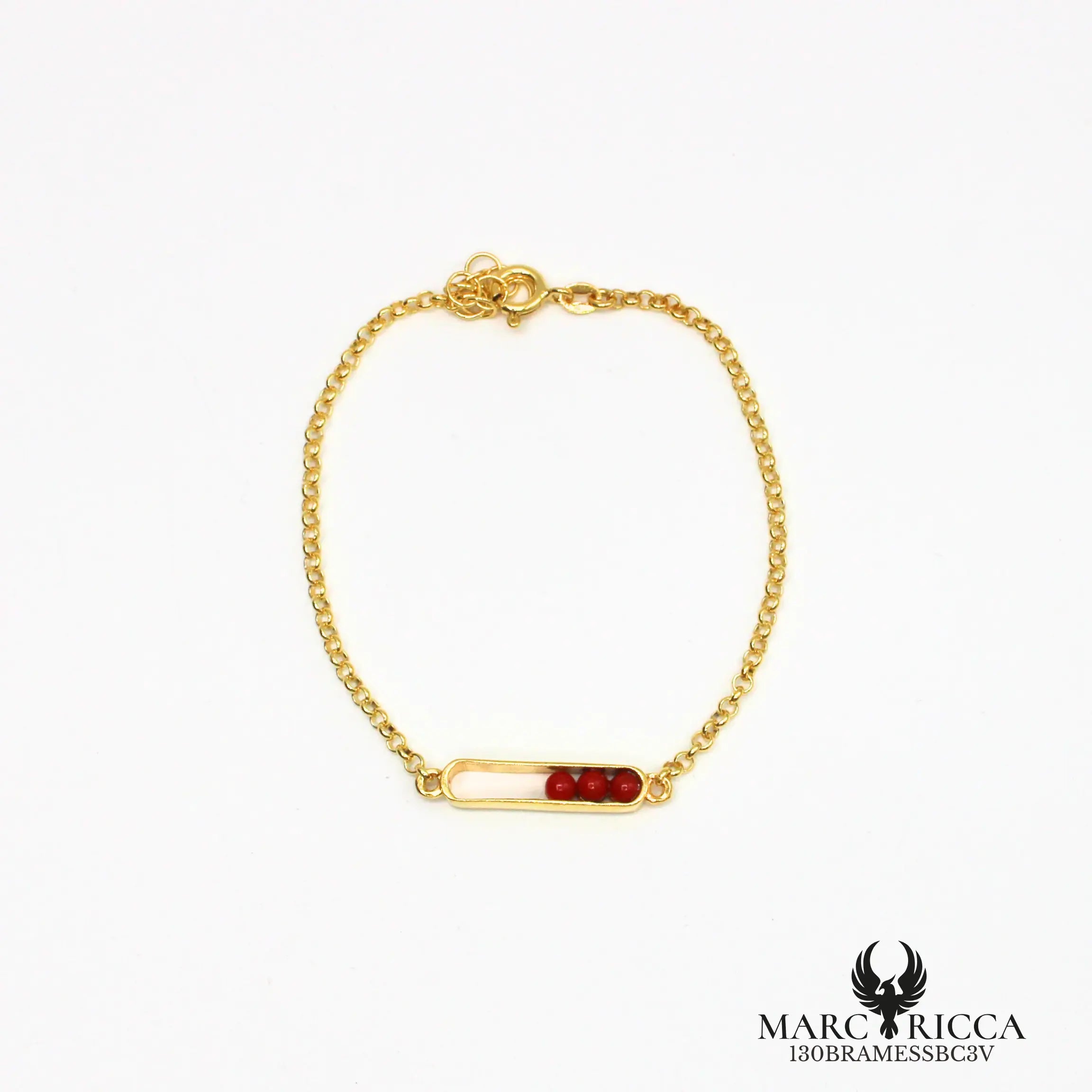 Bracelet chaîne avec 3 perles de corail