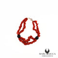 Bracelet 2 rangs corail sassi et perles d'onyx