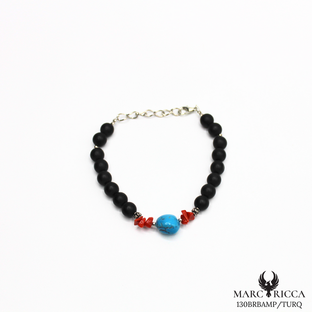 Bracelet acier corail et turquoise