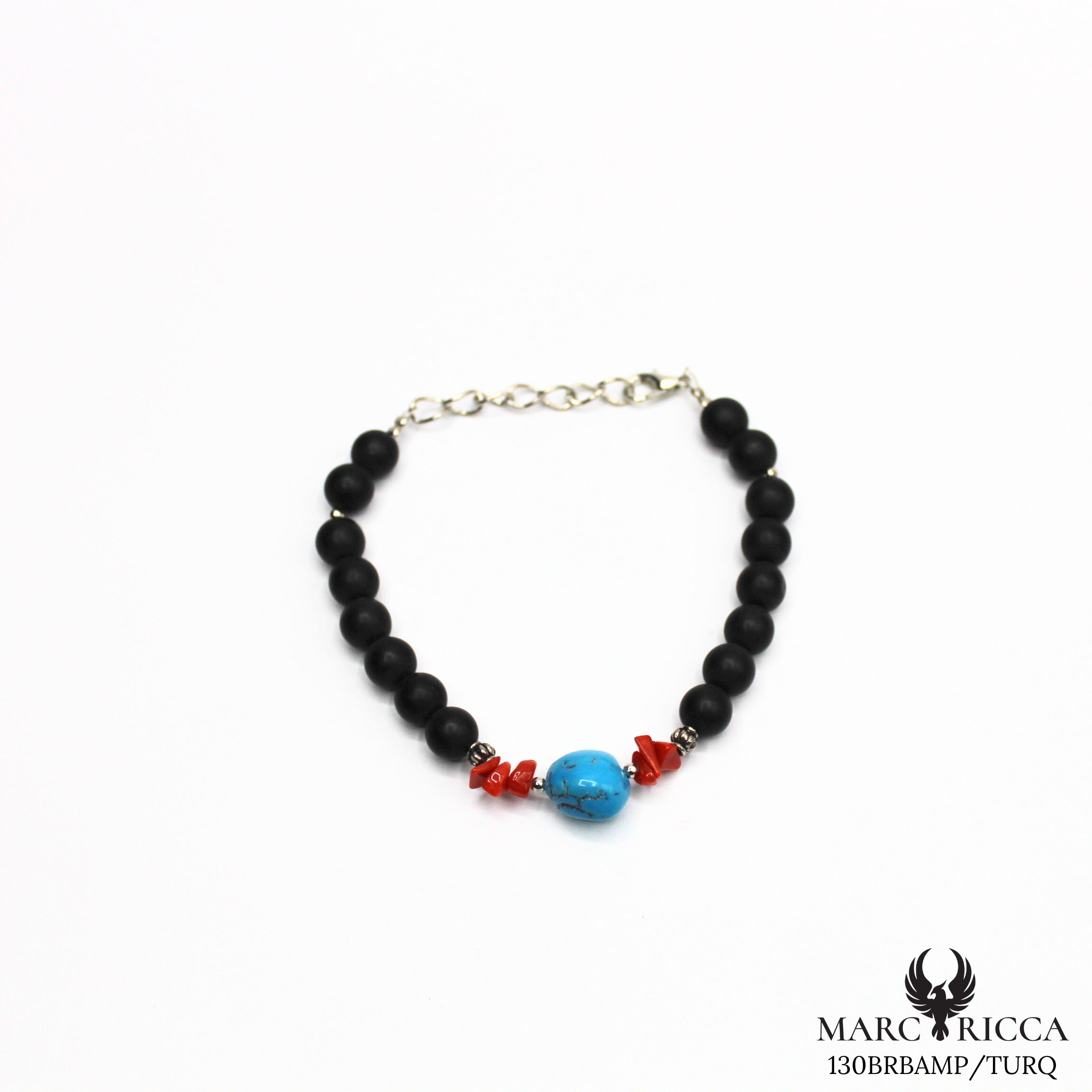 Bracelet acier corail et turquoise