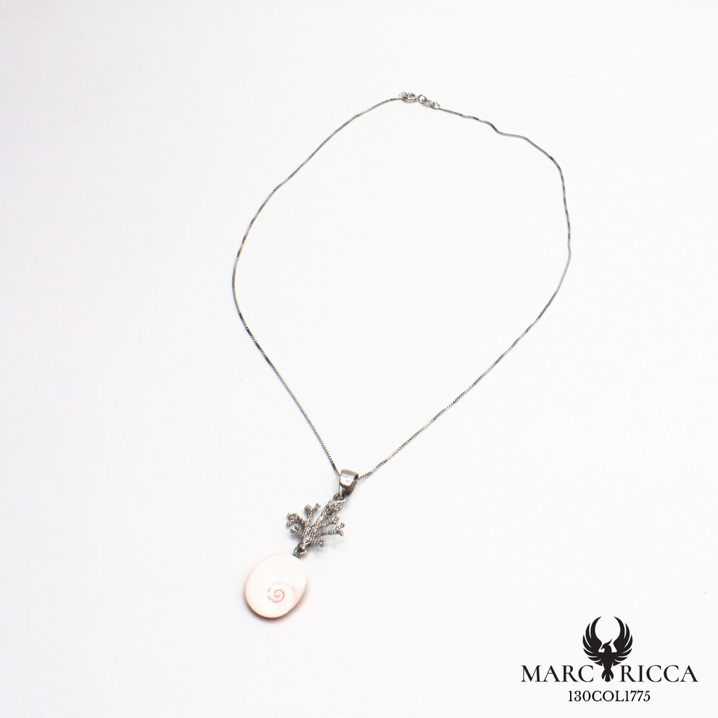 Collier en argent motif branche de corail avec Œil de Sainte Lucie