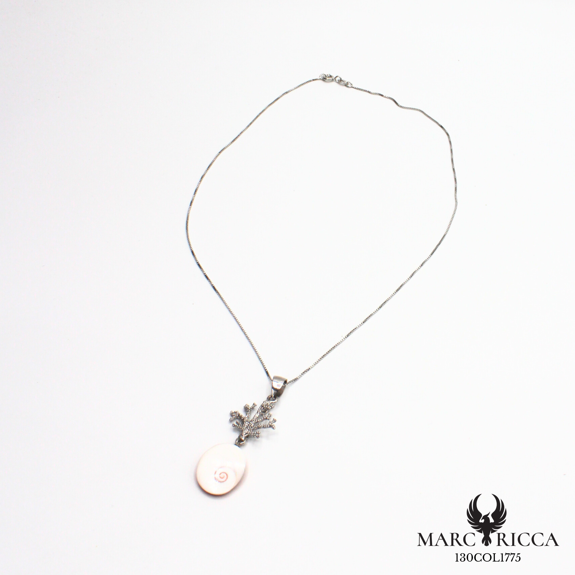 Collier en argent motif branche de corail avec Œil de Sainte Lucie