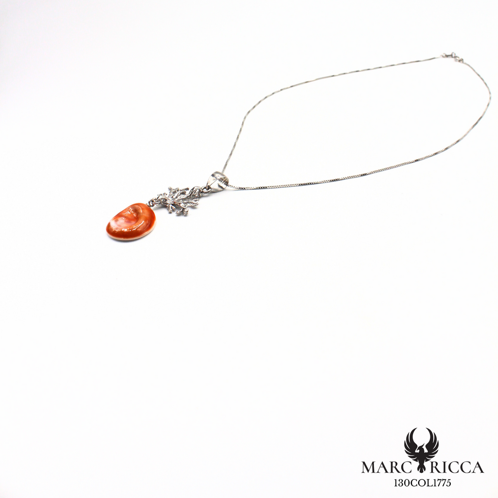 Collier en argent motif branche de corail avec Œil de Sainte Lucie