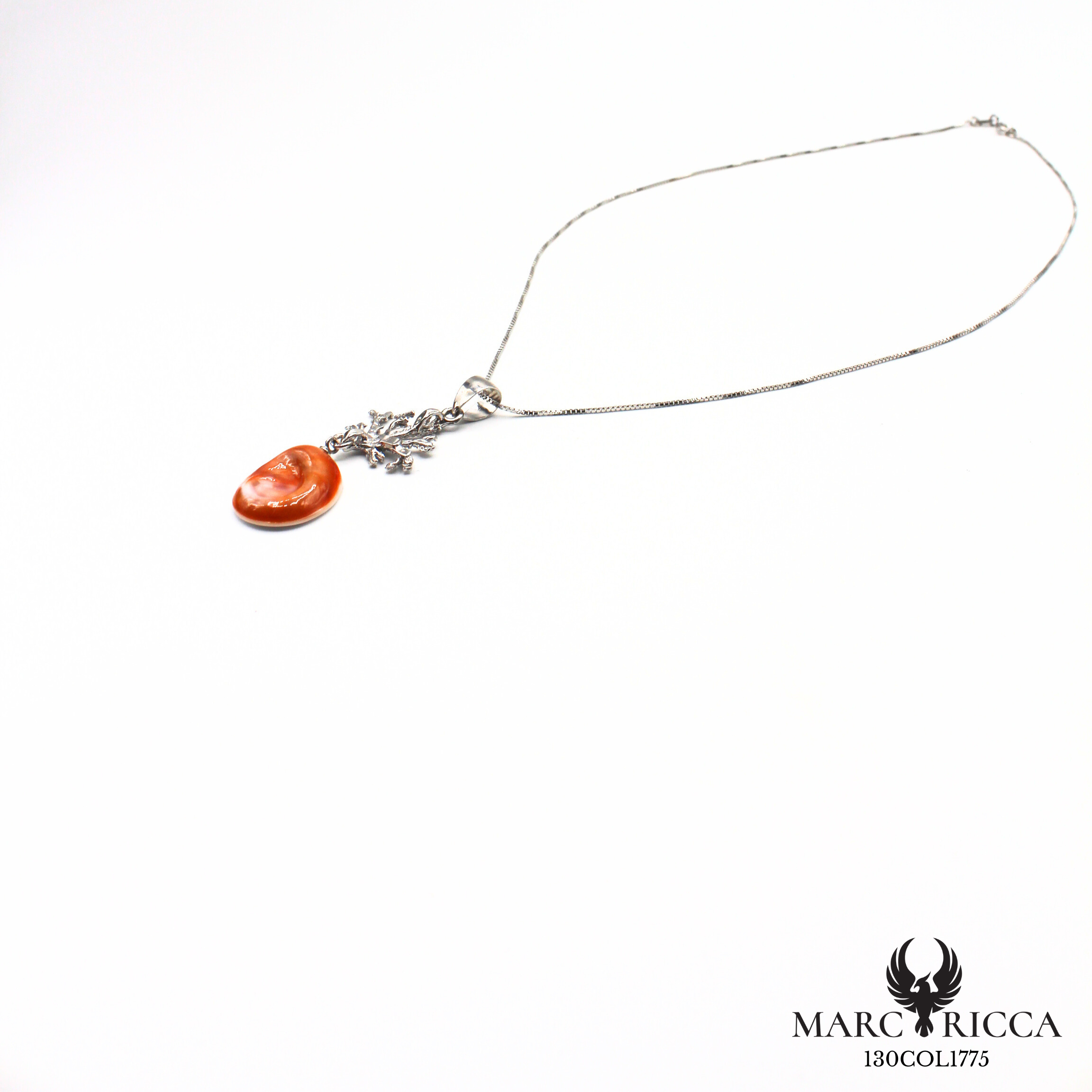 Collier en argent motif branche de corail avec Œil de Sainte Lucie
