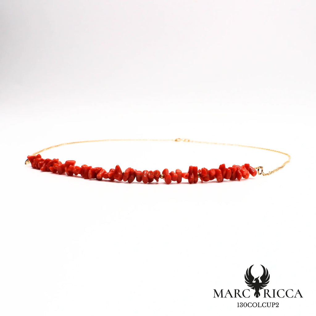 Collier corail cupolino et chaîne en vermeil