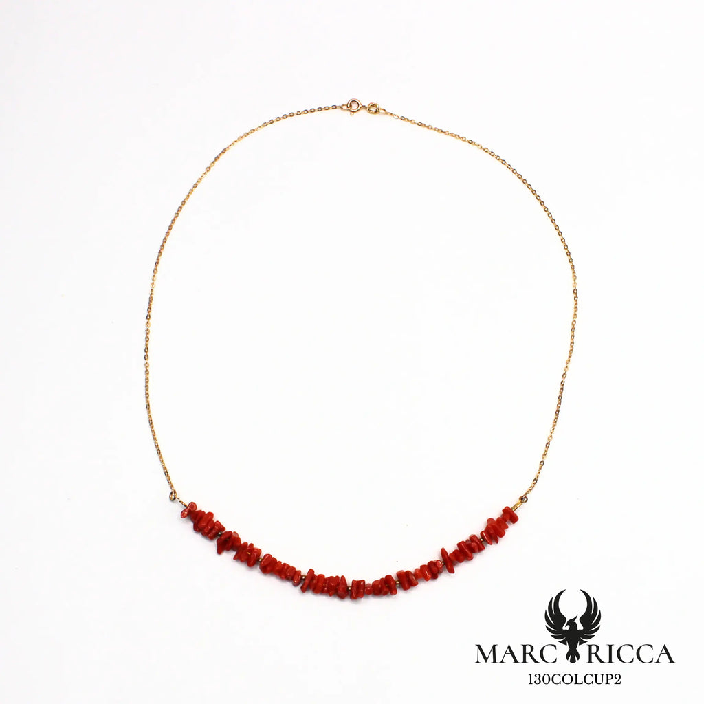 Collier corail cupolino et chaîne en vermeil
