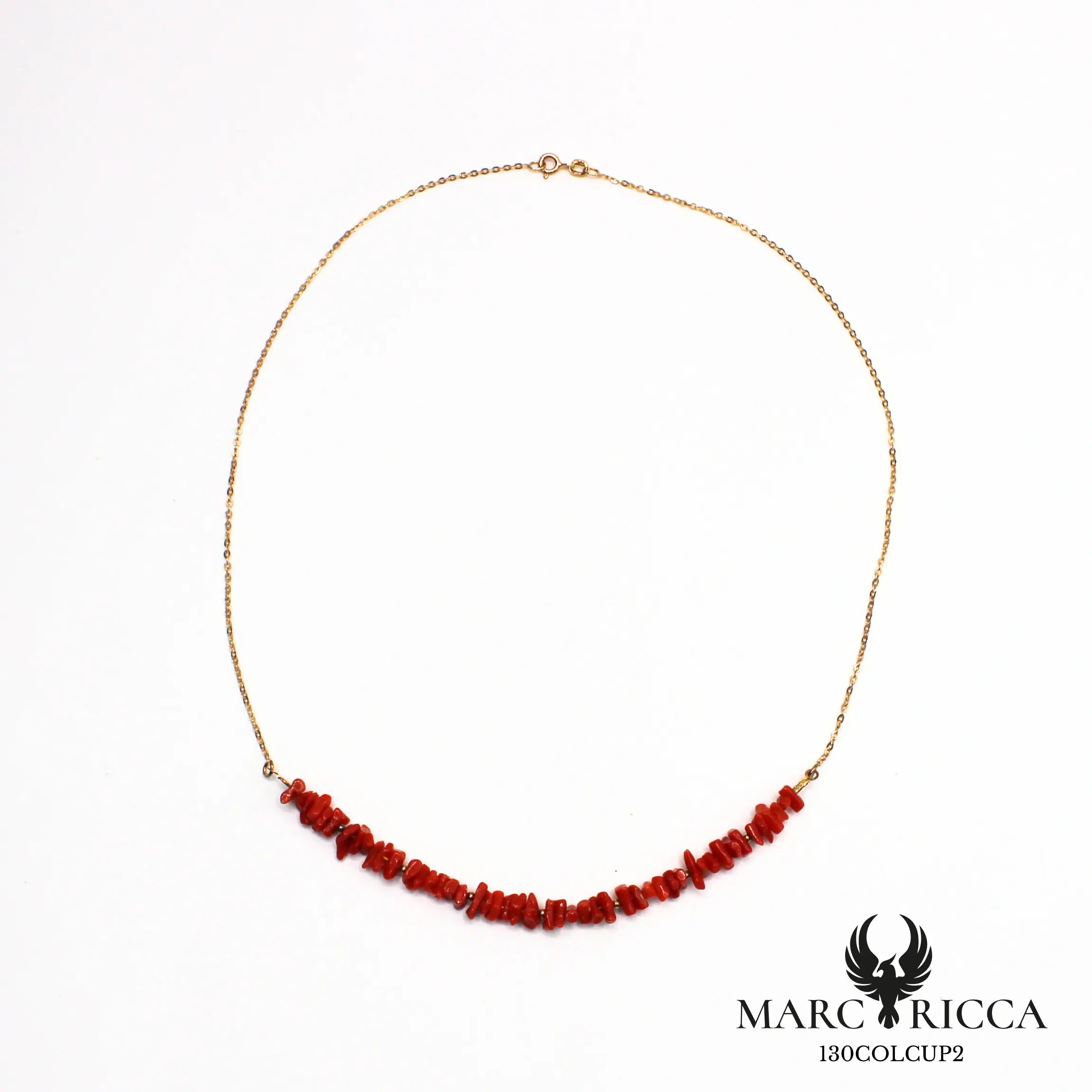 Collier corail cupolino et chaîne en vermeil