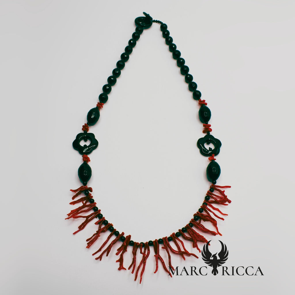 Collier Branches Corail et perles d'Onyx