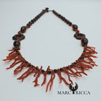 Collier Branches Corail et perles d'Onyx