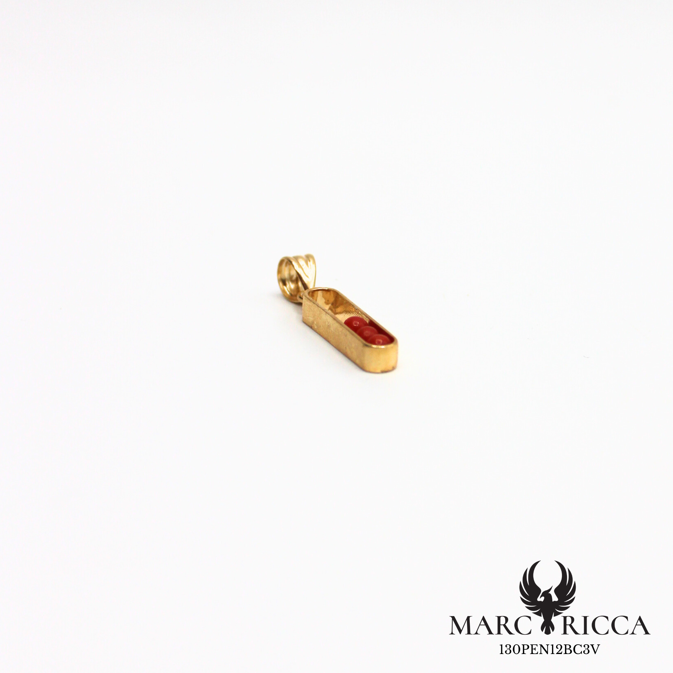 Pendentif en vermeil avec 3 perles de corail de 3 mm