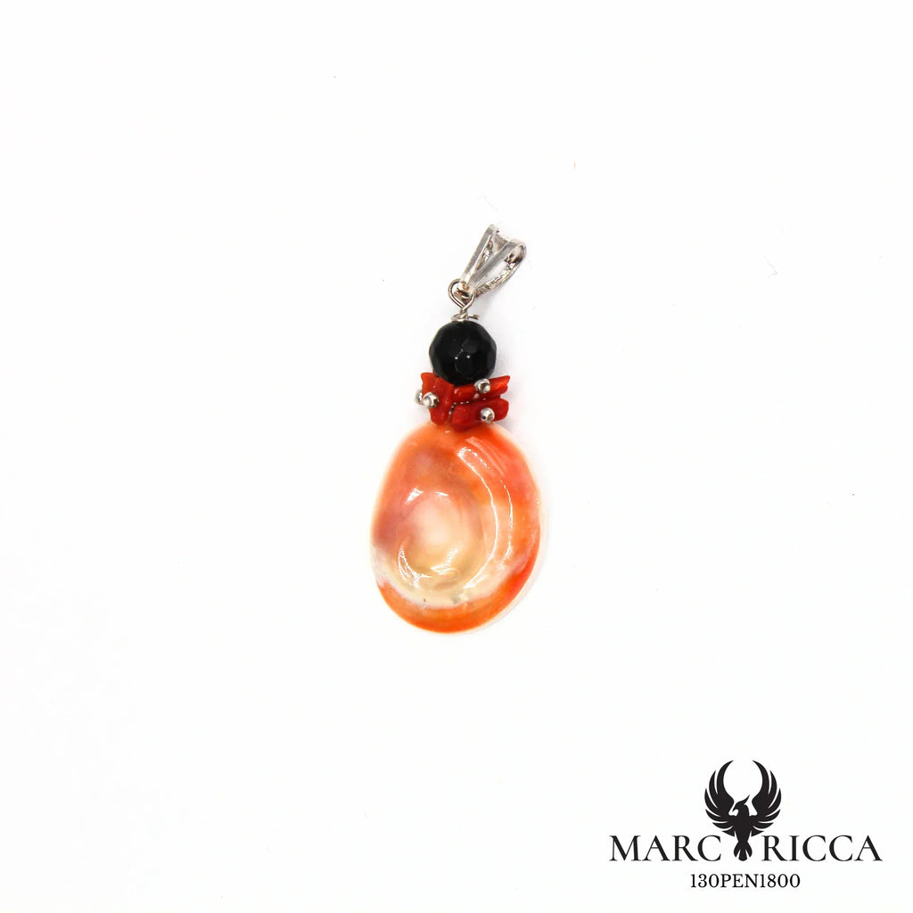 Pendentif Argent Œil de St-Lucie, Corail & Onyx Vermeil