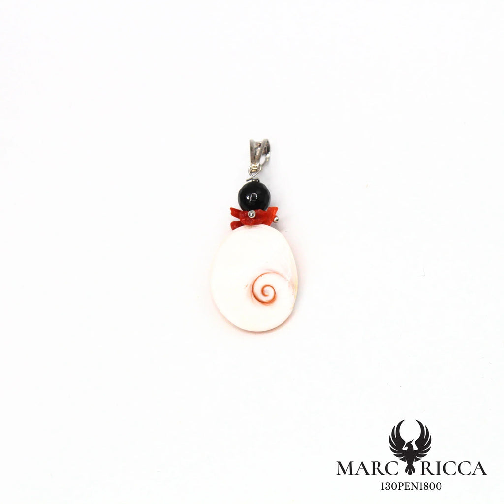 Pendentif Argent Œil de St-Lucie, Corail & Onyx Vermeil