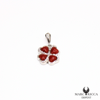 Pendentif Trèfle en argent avec corail et zirconium