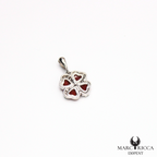 Pendentif Trèfle en argent avec corail et zirconium