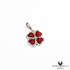 Pendentif Trèfle en argent avec corail et zirconium