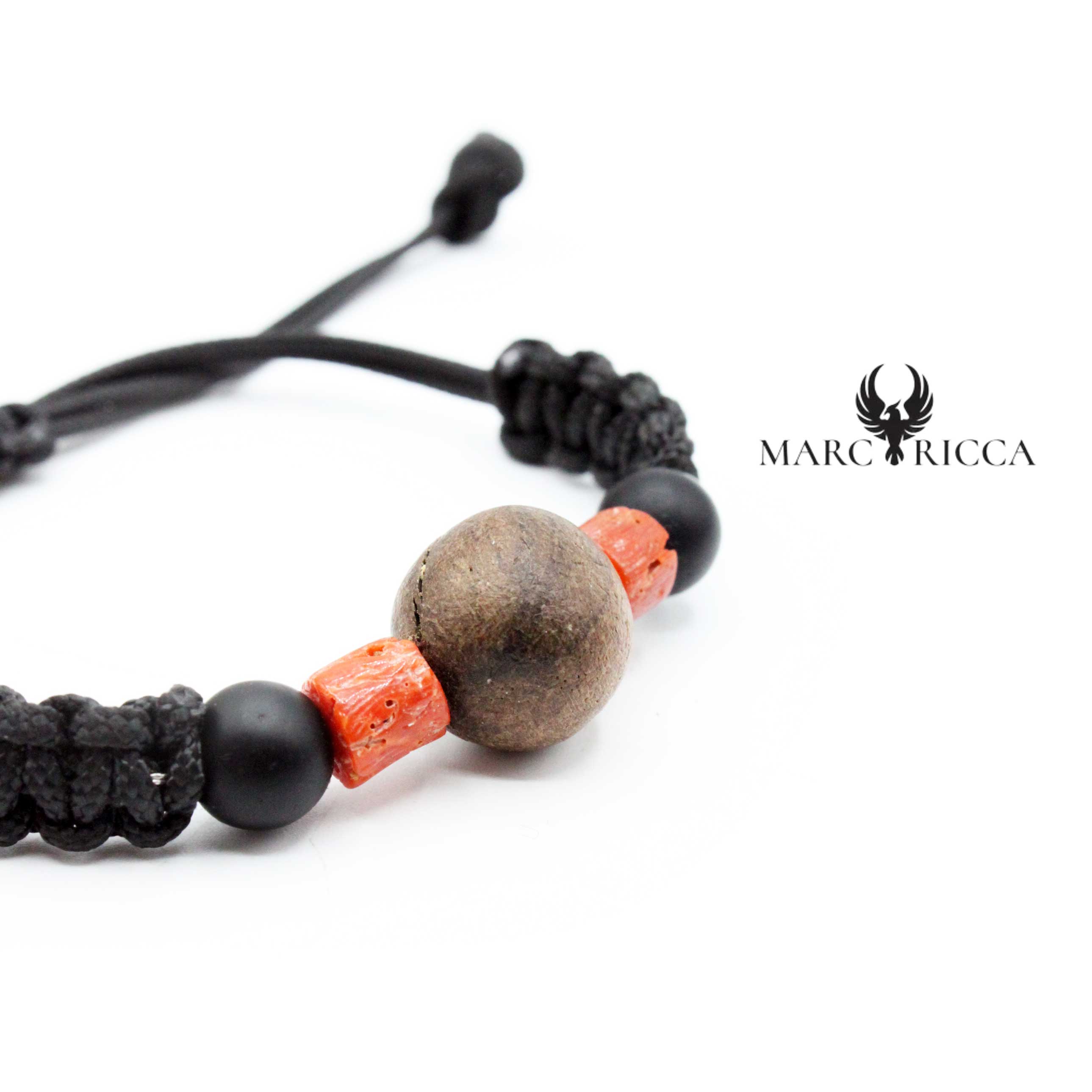 Bracelet Cordon Ronce de Noyer, Corail & Bakélite