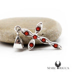 Pendentif Argent Croix Corail