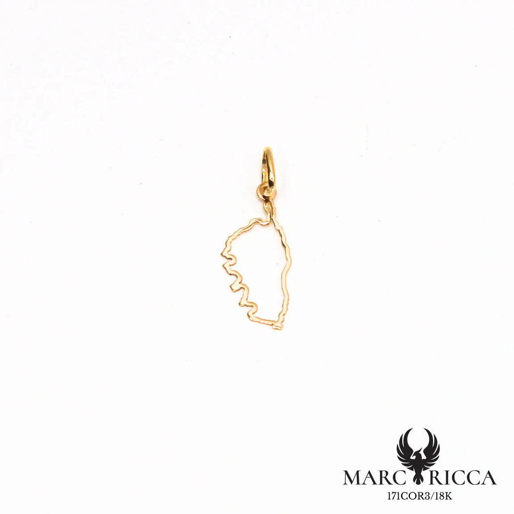 Pendentif Or Corse Géographique 18 ou 9 Carats 2cm / 2.7cm ou 3.2cm